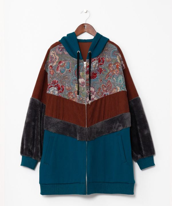 Men's Patchwork Zip Up Hoodie