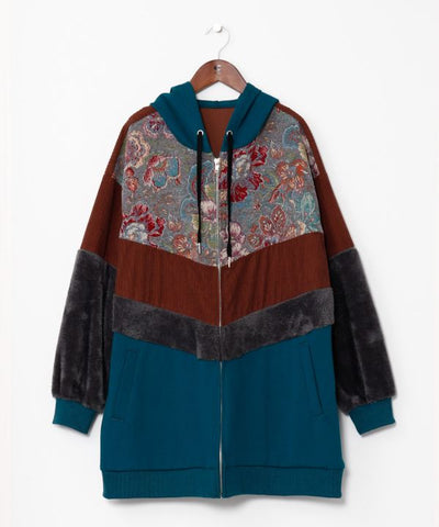 Men's Patchwork Zip Up Hoodie