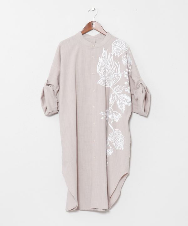 Pattern Stand Collar Long Shirt