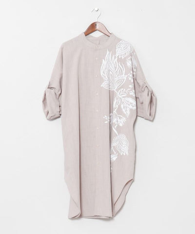 Pattern Stand Collar Long Shirt