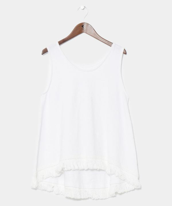 Fringe Hem Tank Top by AMINA - Ametsuchi