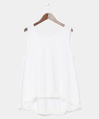 Fringe Hem Tank Top by AMINA - Ametsuchi