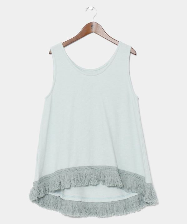 Fringe Hem Tank Top by AMINA - Ametsuchi