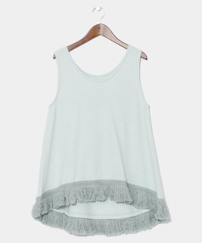 Fringe Hem Tank Top by AMINA - Ametsuchi