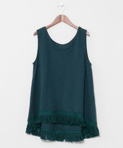 Fringe Hem Tank Top by AMINA - Ametsuchi
