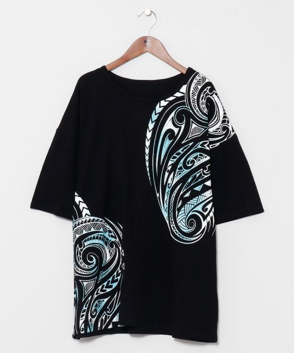 Tribal Pattern Slub T-Shirt by AMINA - Ametsuchi