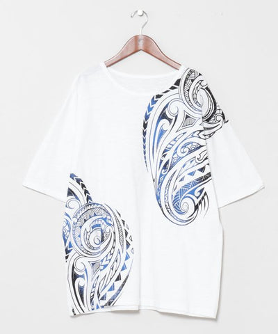 Tribal Pattern Slub T-Shirt by AMINA - Ametsuchi