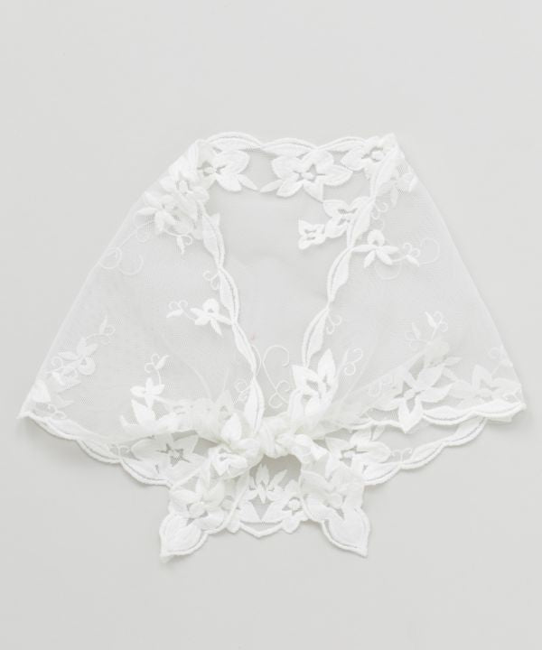 Embroidered Triangle Lace Stole by AMINA - Ametsuchi