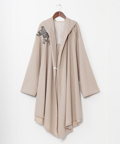 Peony Embroidered Sweat Hoodie Cardigan