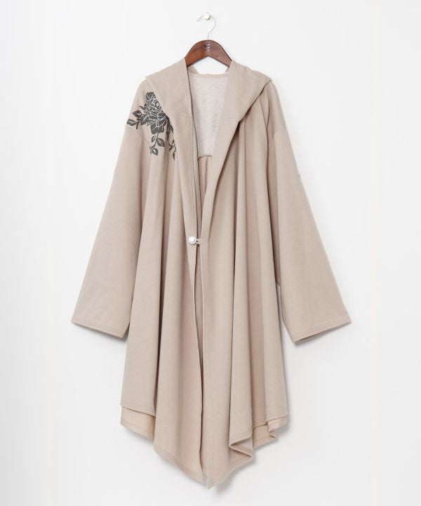 Peony Embroidered Sweat Hoodie Cardigan