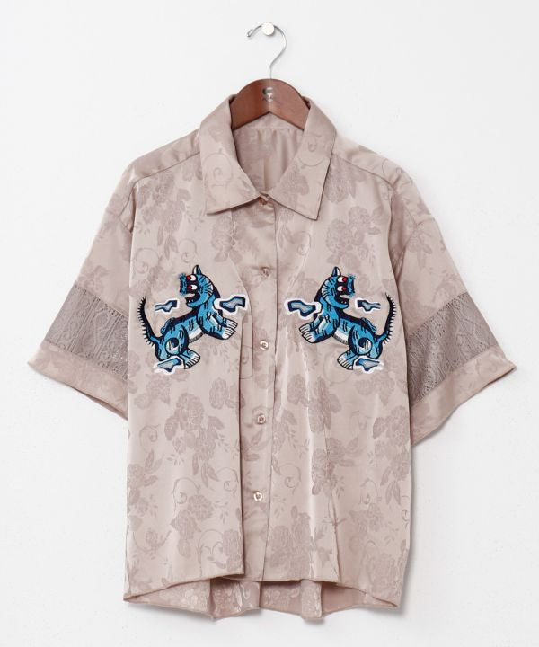 Satin Open Collar Shirt Tops by AMINA - Ametsuchi