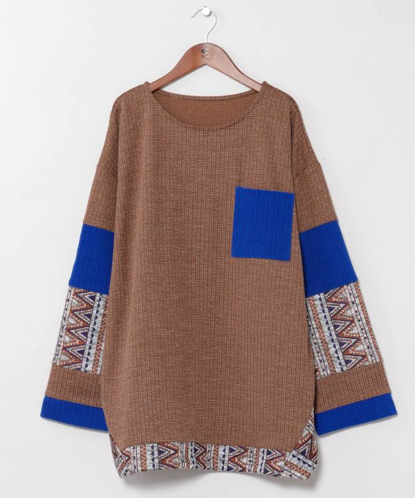 Men's Geometric Pattern Patchwork Top