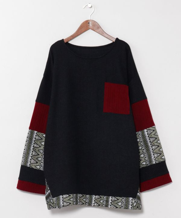 Men's Geometric Pattern Patchwork Top