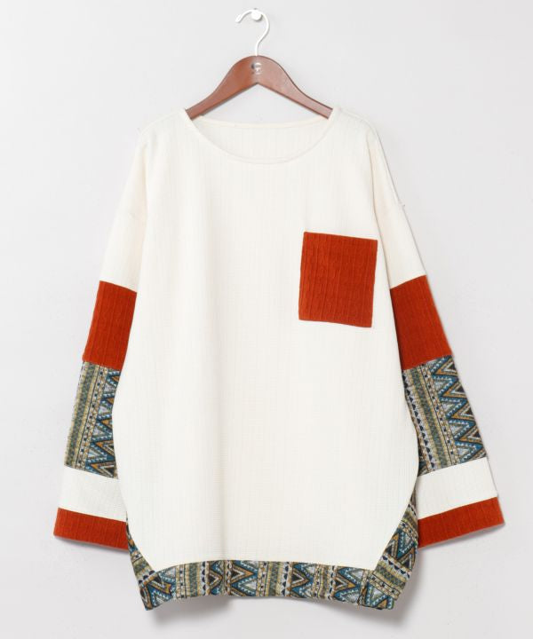 Men's Geometric Pattern Patchwork Top
