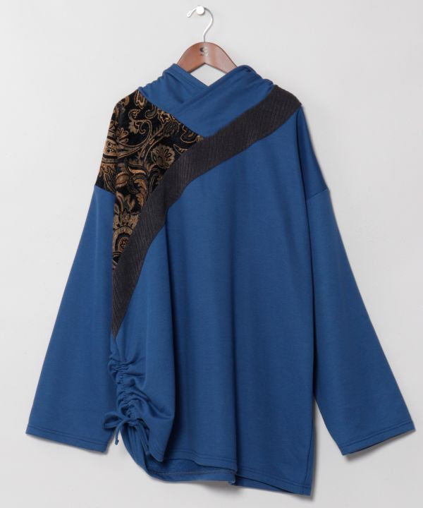 Drawstring Hoodie Top - Mongolian Deel Style