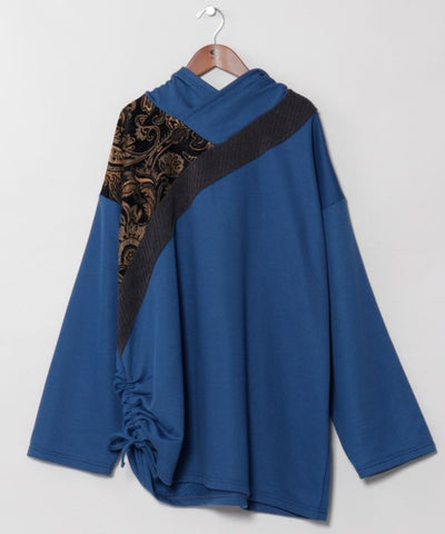 Drawstring Hoodie Top - Mongolian Deel Style