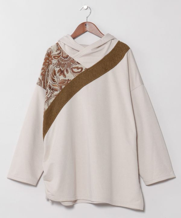 Drawstring Hoodie Top - Mongolian Deel Style