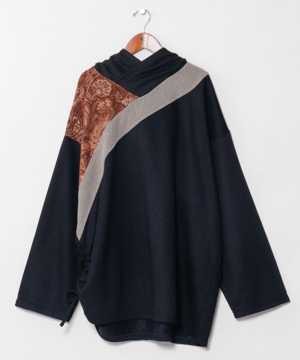 Drawstring Hoodie Top - Mongolian Deel Style