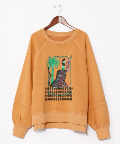 Brushed Fleece Retro-Like Print Sweatshirt