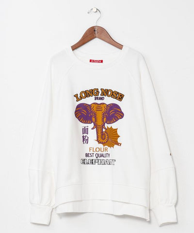 Brushed Fleece Retro-Like Print Sweatshirt