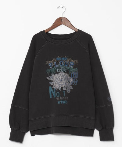 Brushed Fleece Retro-Like Print Sweatshirt