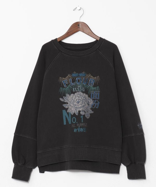 Brushed Fleece Retro-Like Print Sweatshirt