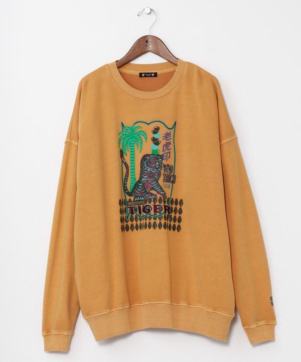 Brushed Fleece Retro-Like Print Sweatshirt