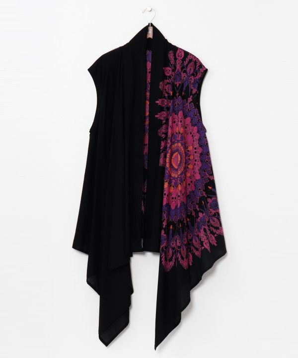 Mandala Print Asymmetrical Cardigan