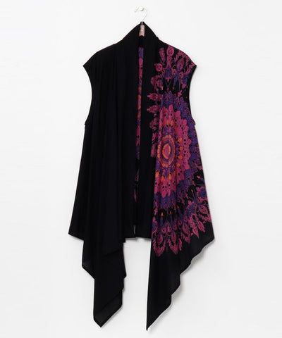 Mandala Print Asymmetrical Cardigan