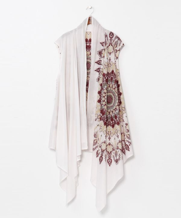 Mandala Print Asymmetrical Cardigan