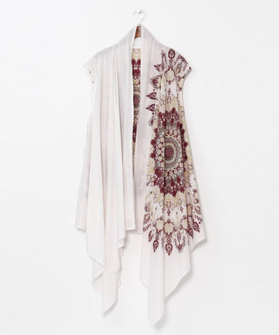 Mandala Print Asymmetrical Cardigan