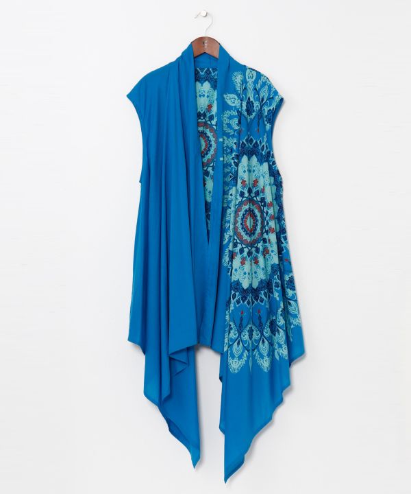 Mandala Print Asymmetrical Cardigan