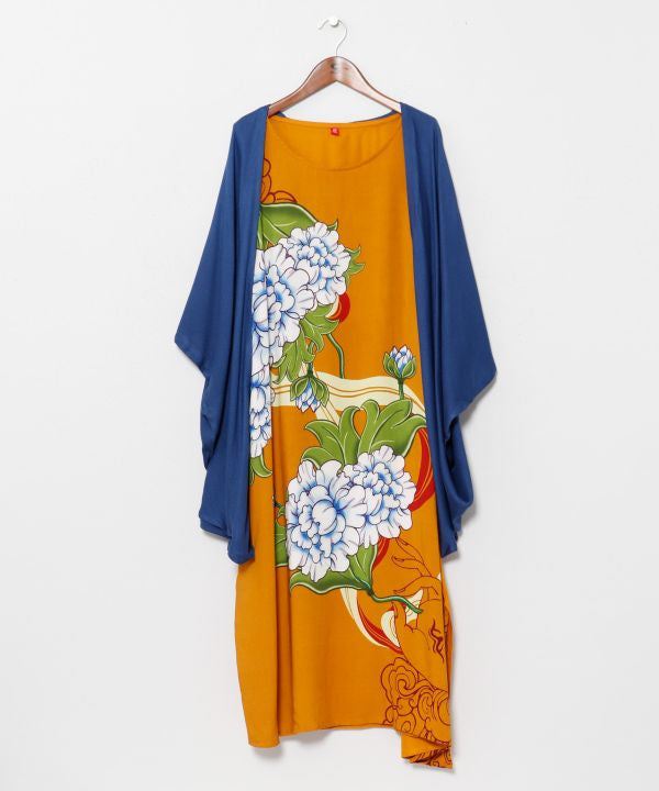 Auspicious Graphic Dress and Cardigan Set by AMINA - Ametsuchi