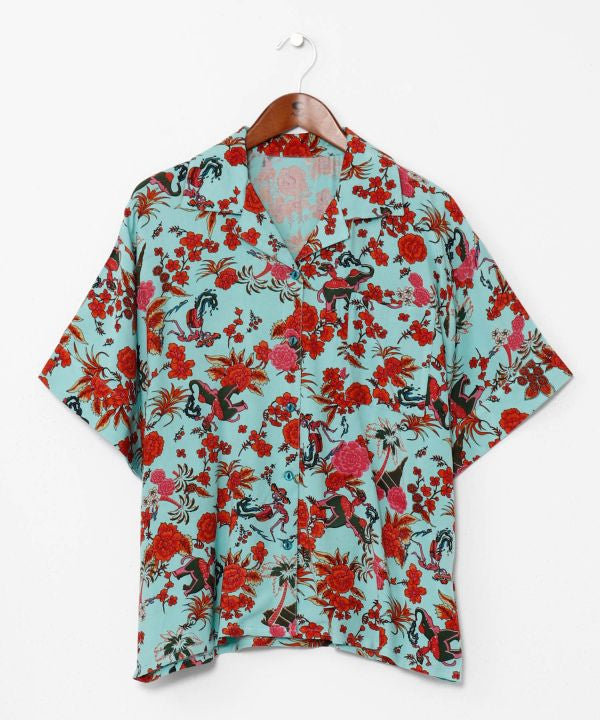 Songkran Calavera Rayon Shirt Tops by AMINA - Ametsuchi