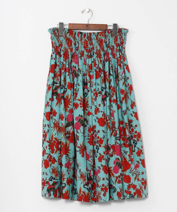 Songkran Floral Pattern Midi Skirt Skirts by AMINA - Ametsuchi
