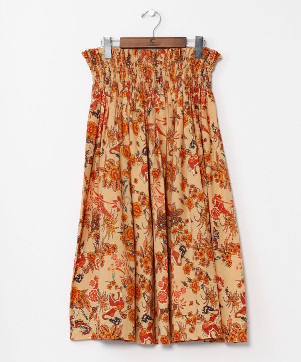 Songkran Floral Pattern Midi Skirt