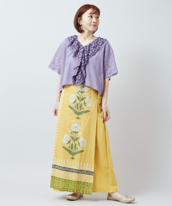 Block Print Wrap Pants Pants & Shorts by AMINA - Ametsuchi