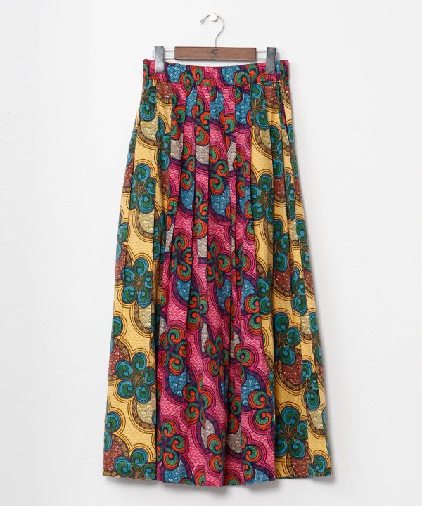 Kitenge Patchwork Pattern Voluminous Skirt Skirts by AMINA - Ametsuchi