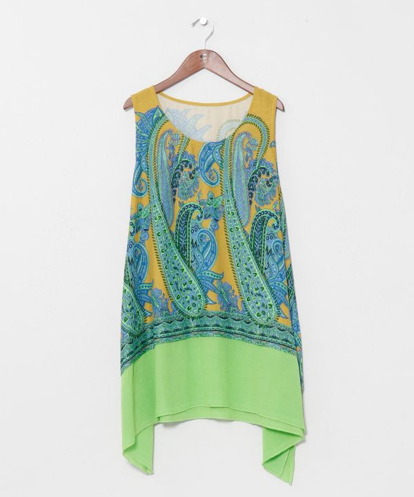 Asymmetrical Paisley Bicolor Tank