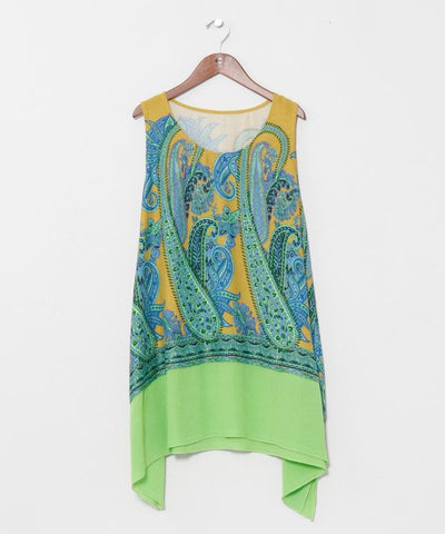 Asymmetrical Paisley Bicolor Tank
