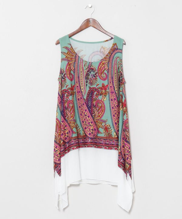 Asymmetrical Paisley Bicolor Tank