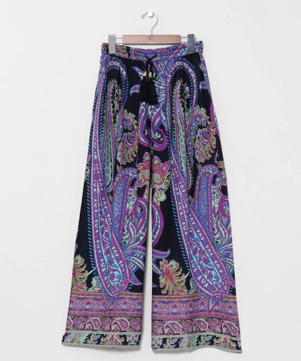 Wide Leg Paisley Rayon Pants