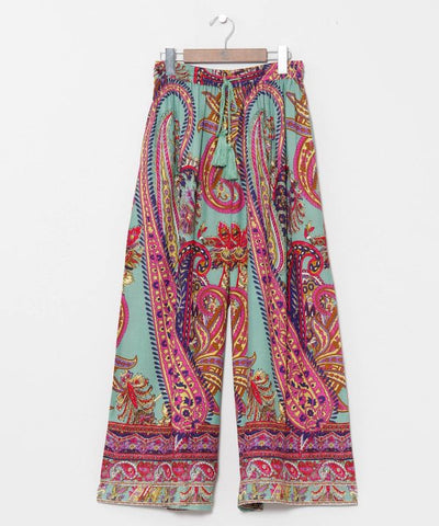 Wide Leg Paisley Rayon Pants