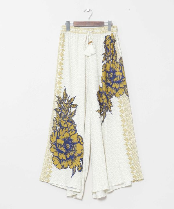 Hmong Print Wide Leg Pants