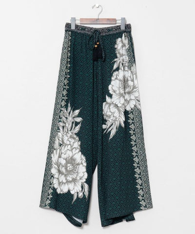 Hmong Print Wide Leg Pants