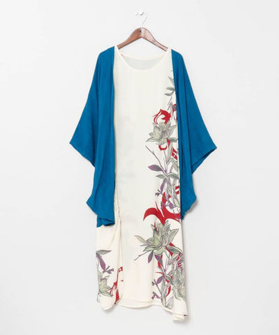 Lotus Print Cardigan Dress Set