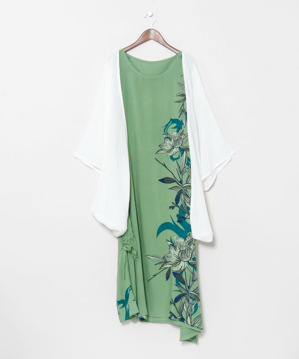 Lotus Print Cardigan Dress Set