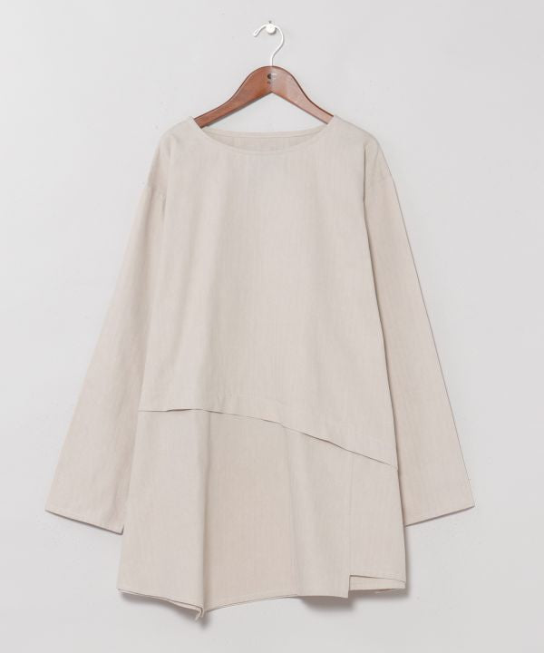 Men's Herringbone Cotton Oversized Top by AMINA - Ametsuchi