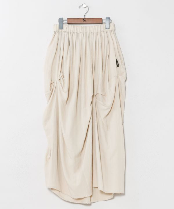 Asymmetric Herringbone Cotton Skirt by AMINA - Ametsuchi