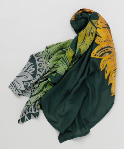 UV Protection Tribal Feather Print Scarf with Pouch Scarves by AMINA - Ametsuchi